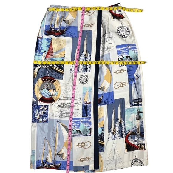 Vintage Silk Nautical Wrap Skirt size 14 Doncaster - Picture 8 of 8